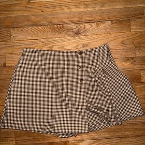 Zara Plaid Mini Skort with Button Detail